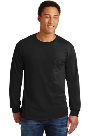 Gildan® - Ultra Cotton® 100% US Cotton Long Sleeve T-Shirt with Pocket. 2410