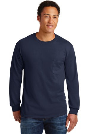 Gildan® - Ultra Cotton® 100% US Cotton Long Sleeve T-Shirt with Pocket. 2410
