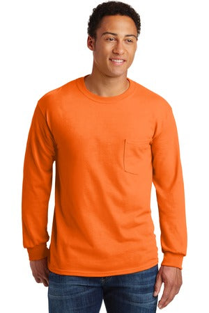 Gildan® - Ultra Cotton® 100% US Cotton Long Sleeve T-Shirt with Pocket. 2410