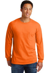 Gildan® - Ultra Cotton® 100% US Cotton Long Sleeve T-Shirt with Pocket. 2410