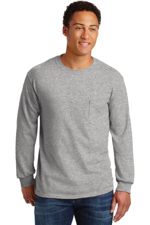 Gildan® - Ultra Cotton® 100% US Cotton Long Sleeve T-Shirt with Pocket. 2410