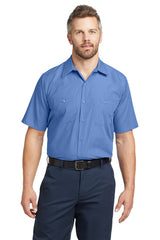 Red Kap® Long Size, Short Sleeve Striped Industrial Work Shirt. CS20LONG