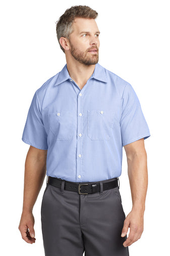 Red Kap® Long Size, Short Sleeve Striped Industrial Work Shirt. CS20LONG