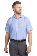 Red Kap® Long Size, Short Sleeve Striped Industrial Work Shirt. CS20LONG