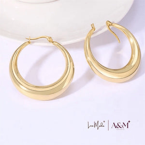 Lea Moda 18k Gold Plated Chunky Hoop Earrings - Stainless Steel